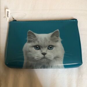 Teal Cat Pouch New roomy change purse